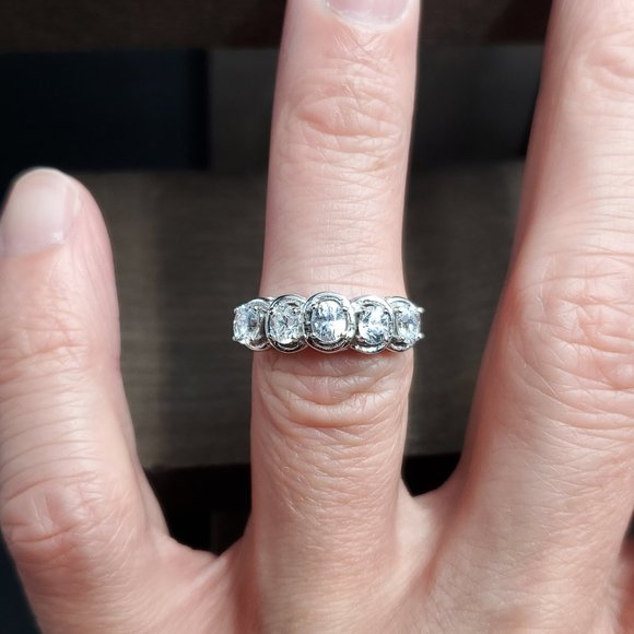 Jewelry - Size 6.25 Sterling Silver Five Brilliant Cubic Zirconia Ring